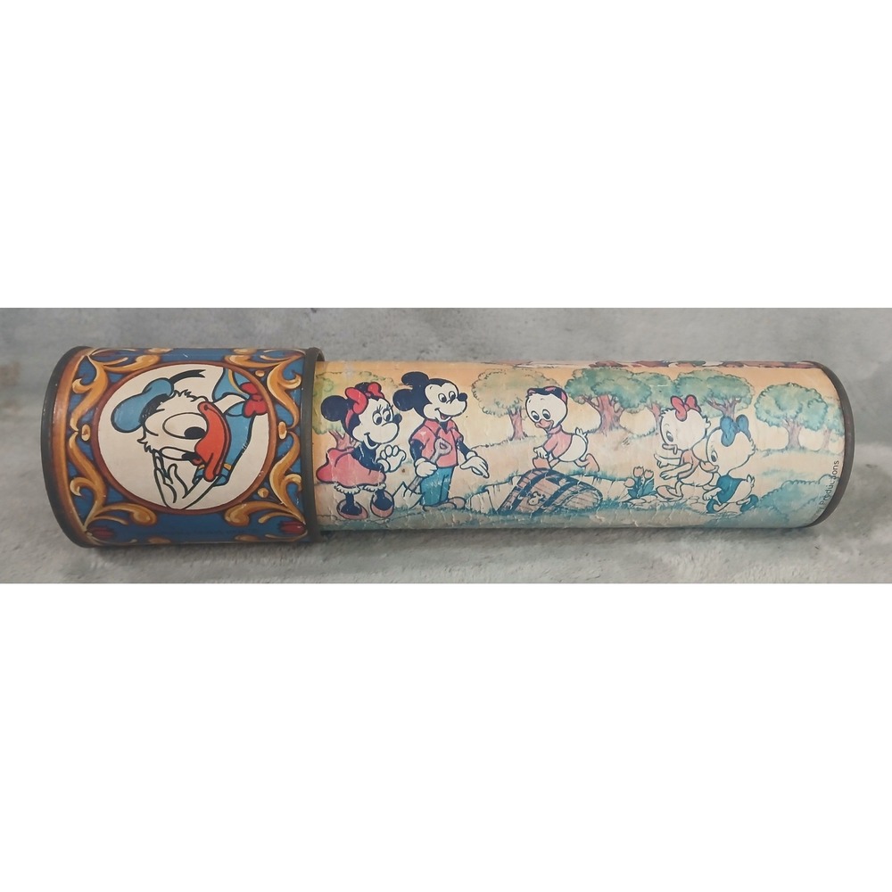 Vintage Walt Disney Productions Mickey Mouse Donald Duck Tin Kaleidoscope Toy - Picture 2 of 13
